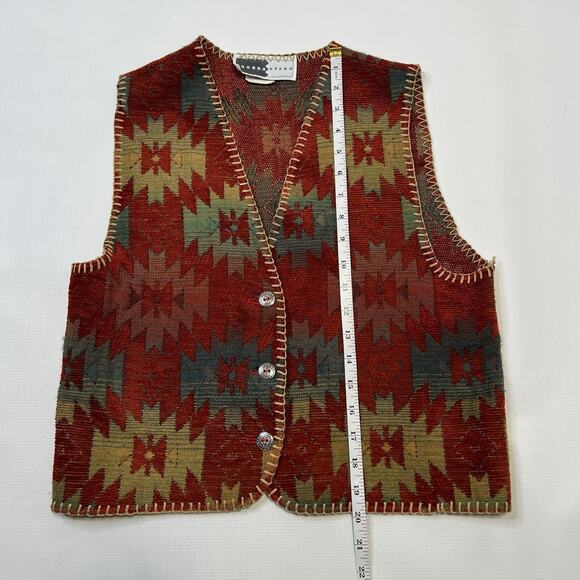 Rhonda Stark Vest Women’s Size Small Southwestern Aztec Tribal Button Front - Picture 8 of 11